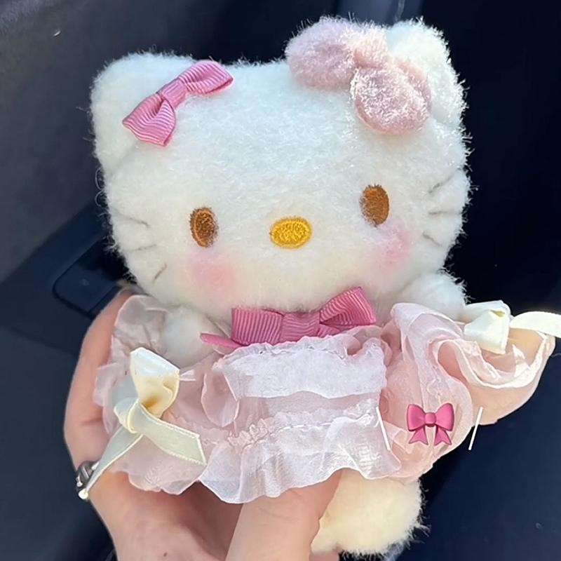 [largeloohg] Kawaii Sanrio Hello Kitty Chaveiro Pingente Desenhos Animados Brinquedos De Pelúcia Princesa Vestido De Ren