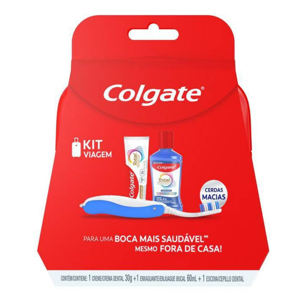 Kit Viagem Colgate Total Mint Creme Dental 30g + Enxaguante Bucal 60ml + Escova Dental em Oferta na Shopee