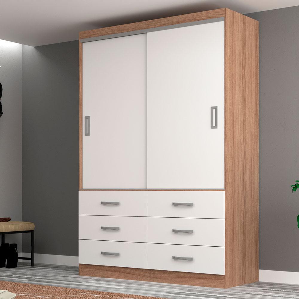 Guarda-Roupa Solteiro Veneza 2 Portas 6 Gavetas Demolição e Branco em Oferta na Shopee