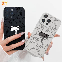 Capa Para iPhone 13 17 Air Pro Max 16 15 14 12 11 XS XR 7 8 Plus Silicone Macia Impressão Completa Gato ZYCase