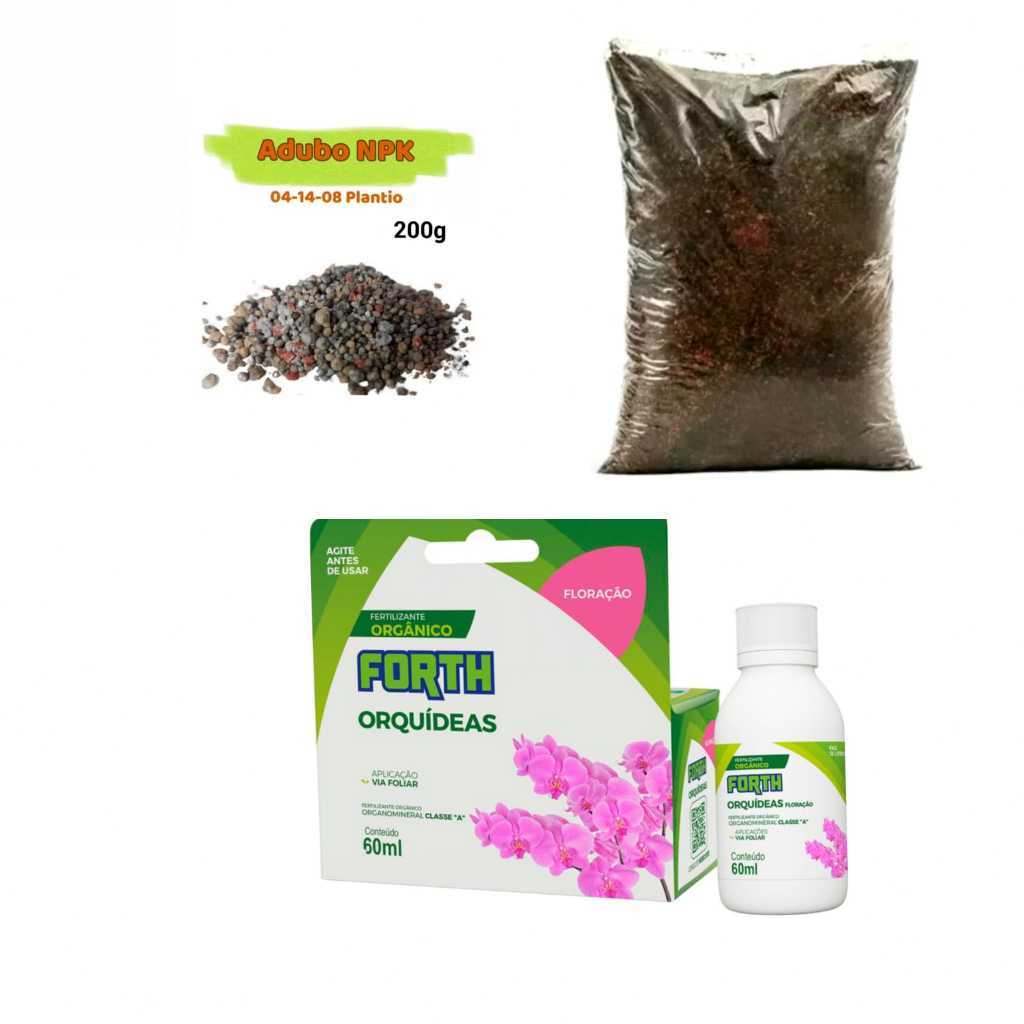 Forth orquidea floração 60ml fretilizante concentrado + NPK 200g + Humús de minhoca 500g adubo organico