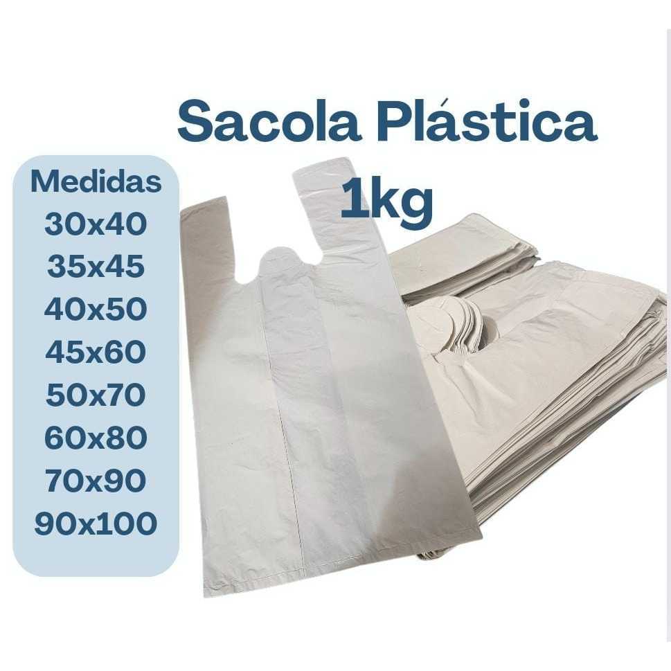 SACOLA PLÁSTICA BRANCA MAIS RESISTENTE E GROSSA 1KG - RECICLADA VARIOS TAMANHOS em Oferta na Shopee