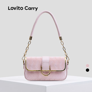 (Lovito Carry) Bolsa de Ombro Pequena Elegante com Corrente Metálica no Estilo Axila LFAR6076 em Oferta na Shopee
