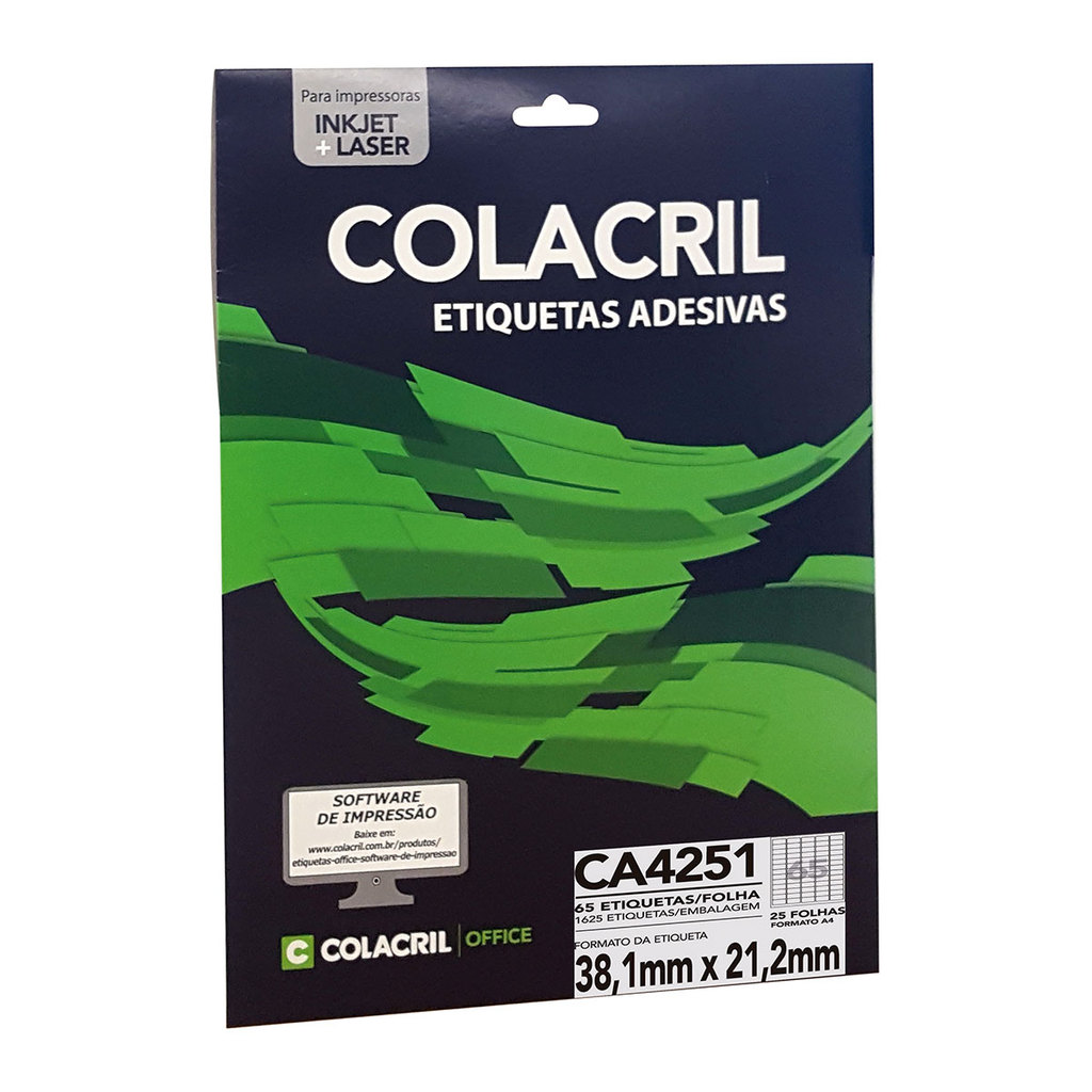 Etiqueta inkjet/laser A4 CA4251 com 25 folhas Colacril em Oferta na Shopee