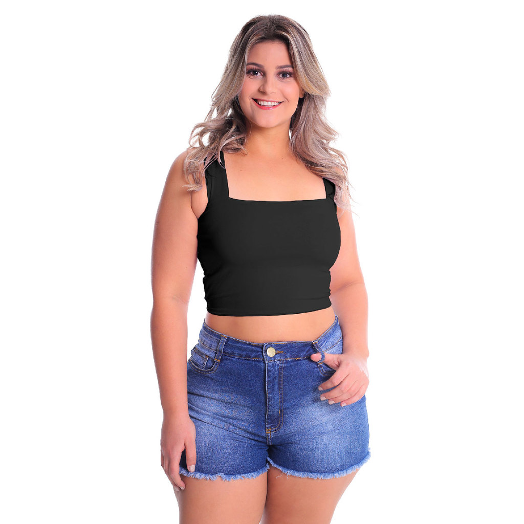 Cropped Faixa Alça Grossa Plus Size Viscolycra em Oferta na Shopee