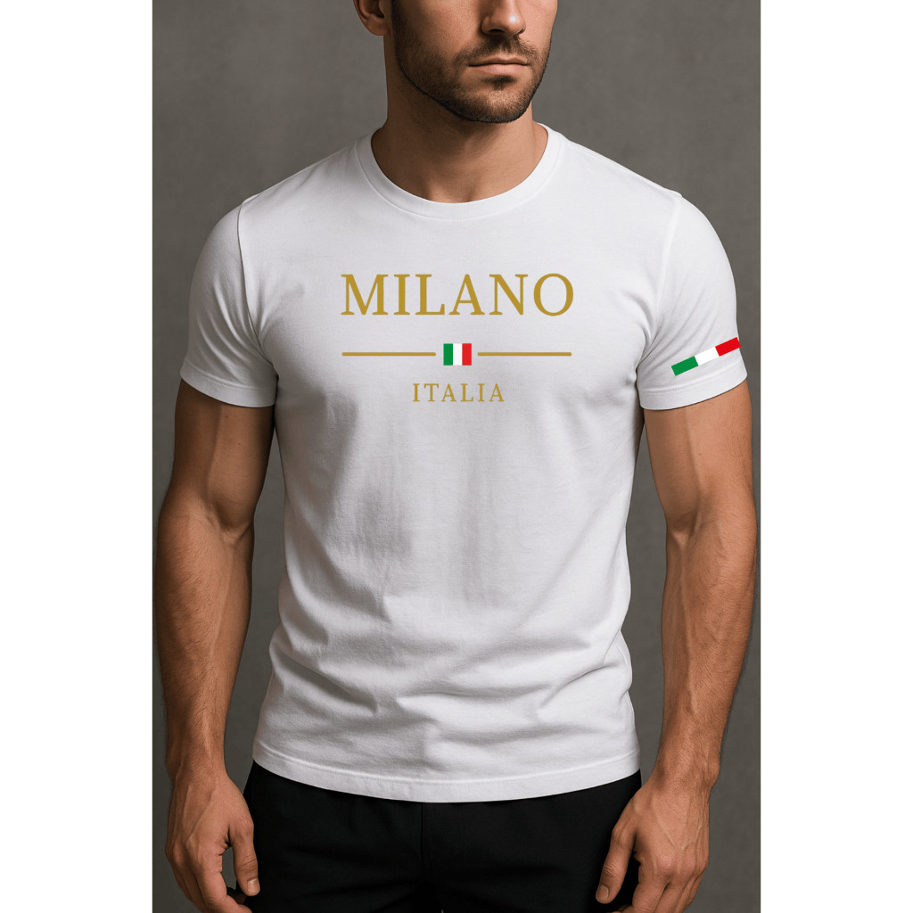 Camisa Estilosa Masculina Milano Camiseta Estampada Italia 100% Algodão Envio Imediato - STORE