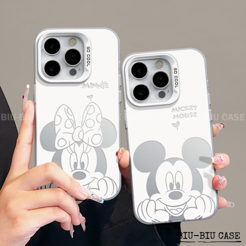 Capinha capa de Mickey e Minnie iPhone 17 11 12 13 15 14 16 Pro Max Xr Xs Max 7+ 8+ pulseira rosa Capa TPU choque