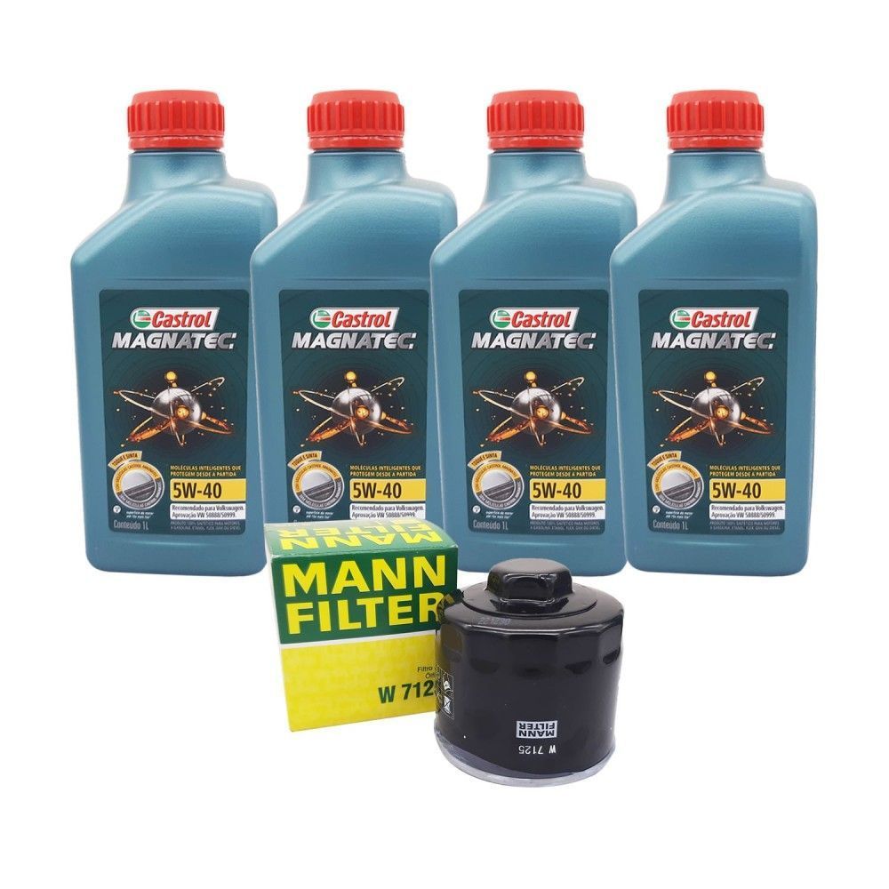 Kit Troca De Óleo 5w40 Filtro Óleo Volkswagen Gol Voyage G5 G6 1.0 2008 a 2016 - Castrol Mann