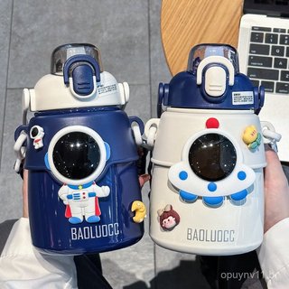 Copo térmico infantil Astronauta, copo de água com canudo em aço inoxidável 316, alto apelo estético, popular online, co