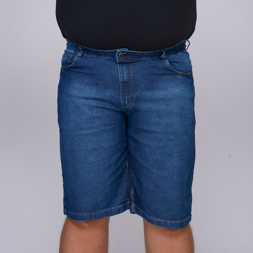 Bermuda Execução Jeans Casual Masculina Adultos Jeans Alta