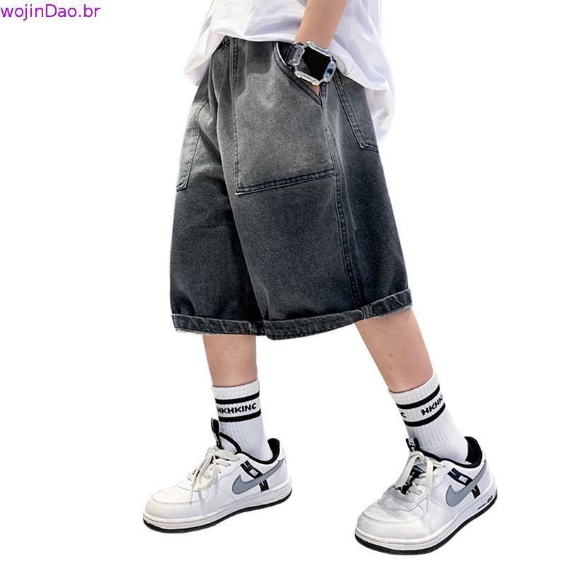 Shorts jeans para meninos 2024 médio grande infantil Casual bonito calças finas