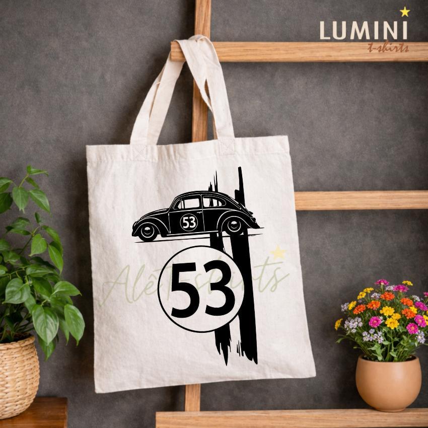 Bolsa ECOBAG sacola Fusca herbie preto e branco Unissex ecobag retrô estilosa Casual Verão bolsa leve dia a dia