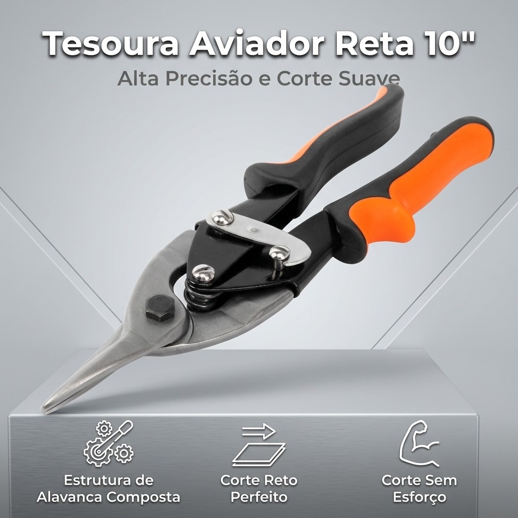 Tesoura Ferramenta Aviador Para Cortar Reto Chapa em Geral Alumínio Aço