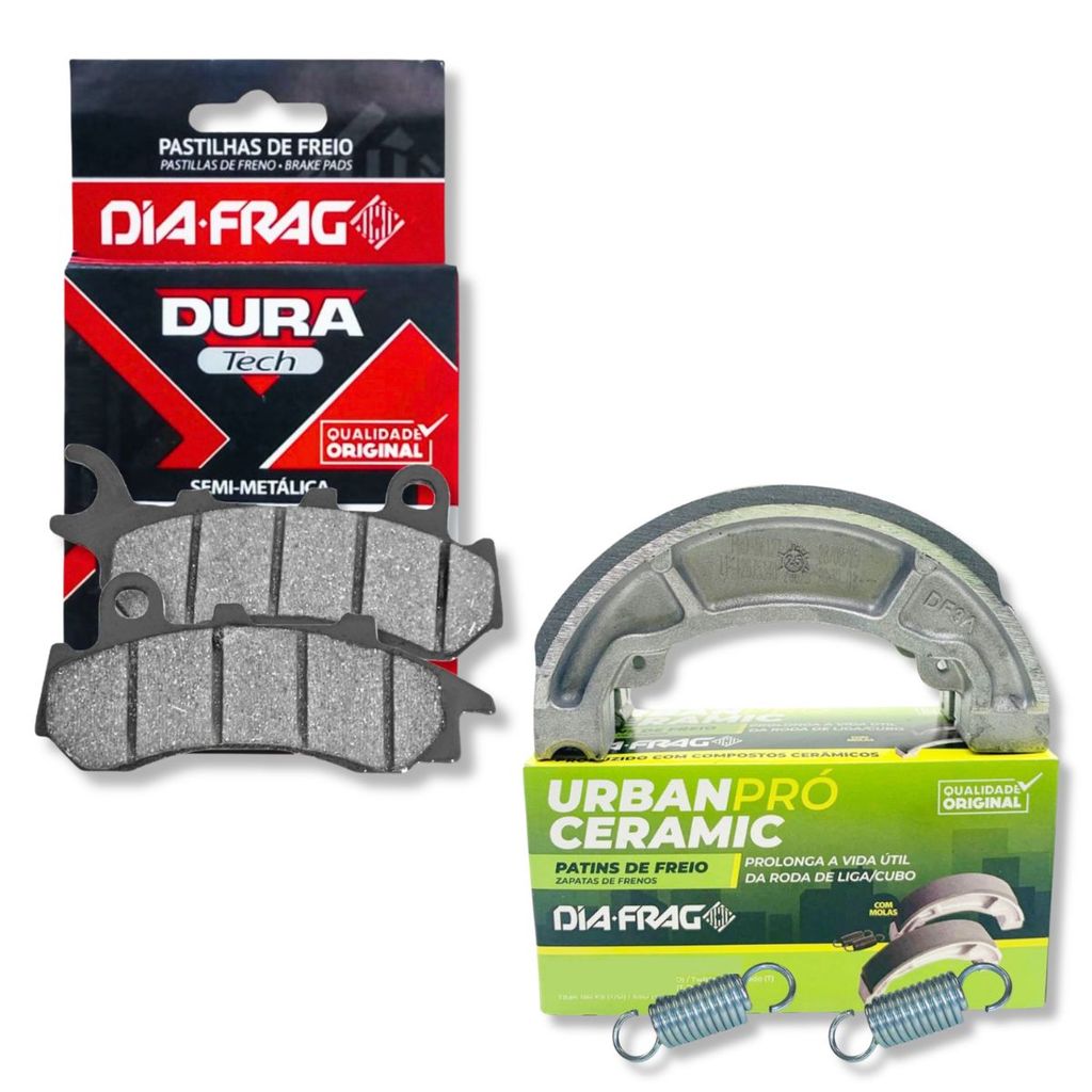 Kit Pastilha + Lona de Freio Cerâmica Pcx 160 Cbs / Pcx 150 Cbs Diafrag