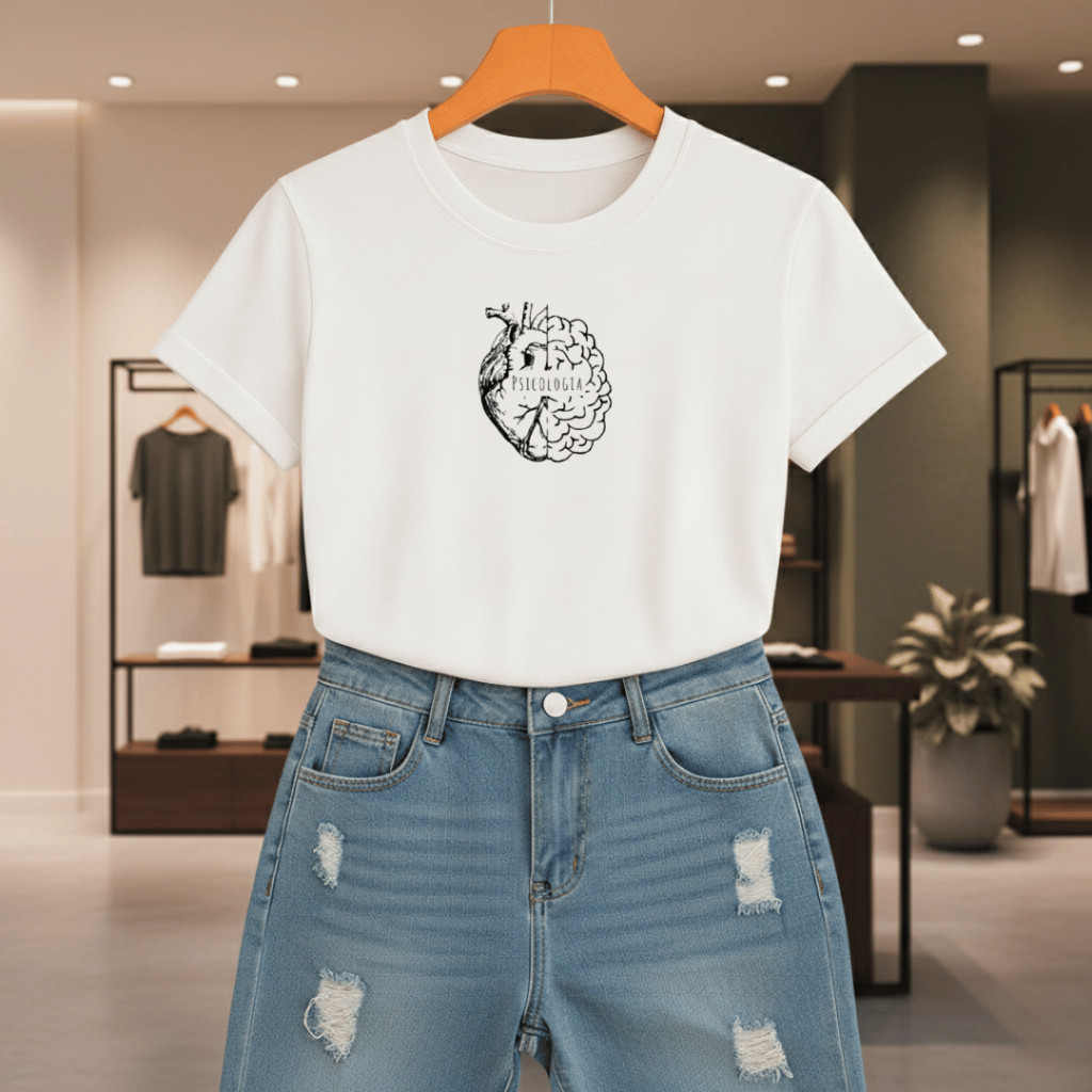 Camiseta T-Shirt Baby Look Feminina Estampada Faculdade Psicologia Varias Cores 100% Algodão