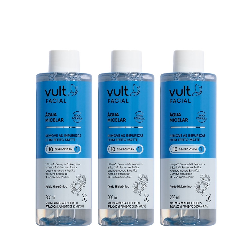 Combo Vult Facial: 3 Águas Micelares 200ml