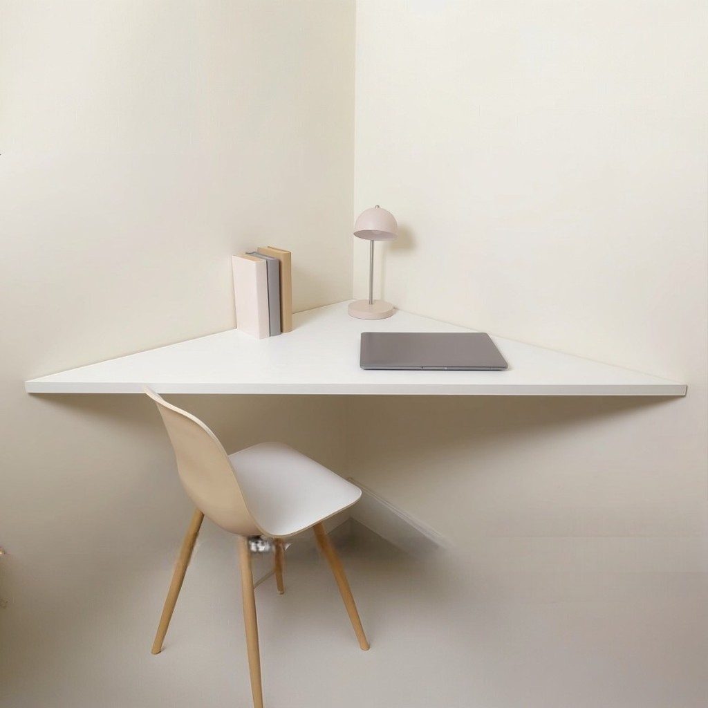 Prateleira de Canto Grande 1 Metro MDF Branco Preta Mesa Home Office Estudo