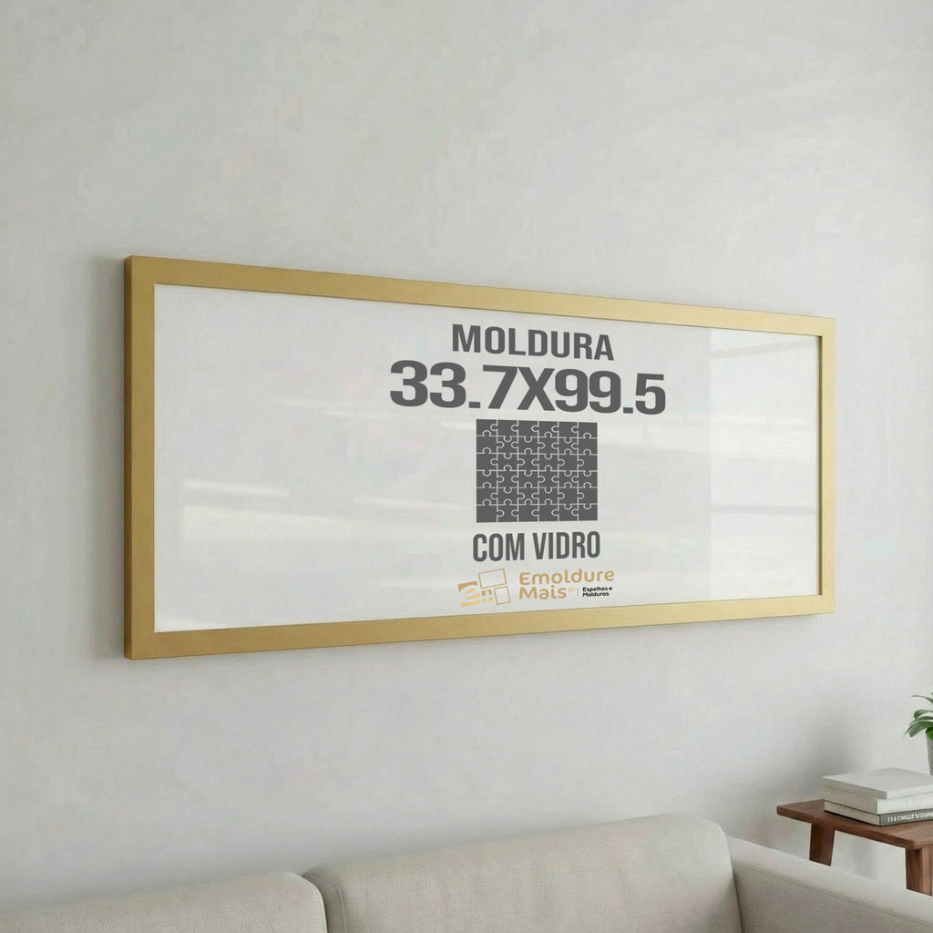 Grow 1500 peças 99,5x33,7 moldura com vidro para quebra cabeça cor Dourada