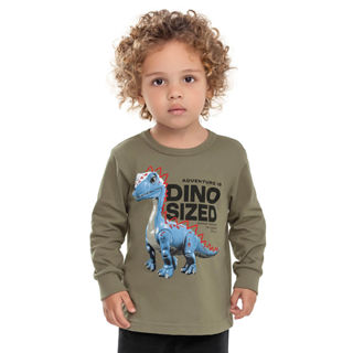 Camiseta Longa Infantil Menino Dinossauro Elian Verde em Oferta na Shopee