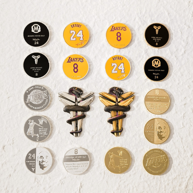 Kobe Souvenir Coin Jersey Lembrança Mamba Black Spirit Viper Logo Badge Coleção Conjunto de presente Conjunto de present