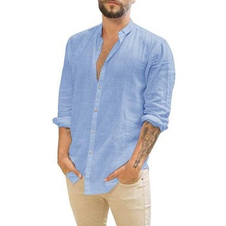 Camisa Masculina De Verão 2020 Folgada Algodão Linho
