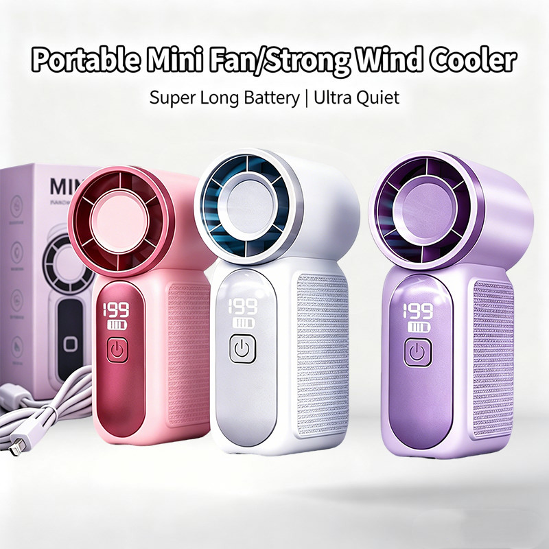 Mini Ventilador Portátil de Mão, Ventilador de Bolso Ajustável, Ventilador de Resfriamento Recarregável por USB para Aca