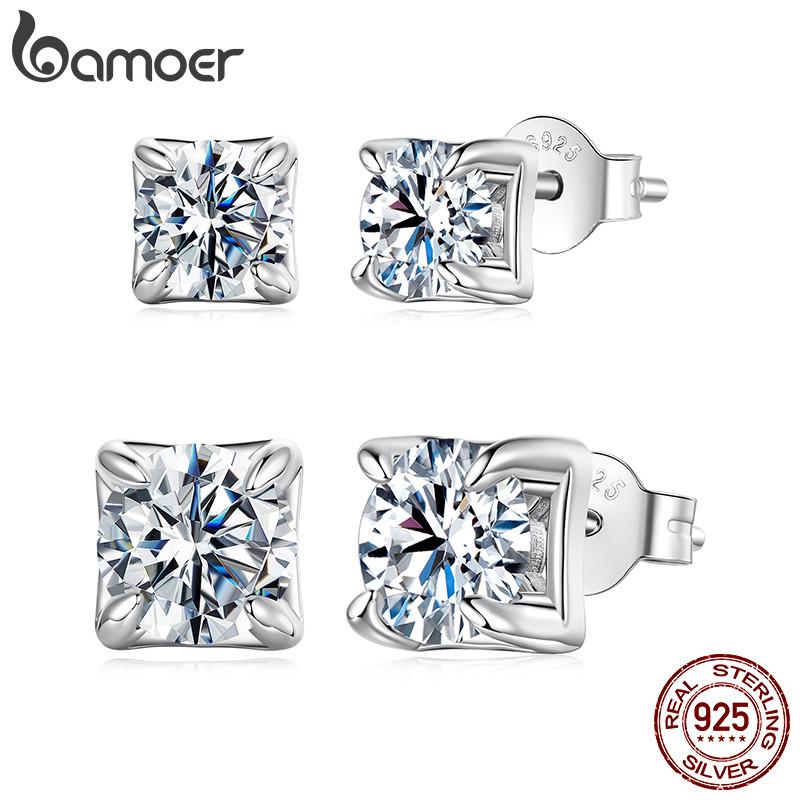 Brincos De Prata Esterlina 925 Bamoer , Joias De Moissanite , Presentes Para Mulheres MSE134