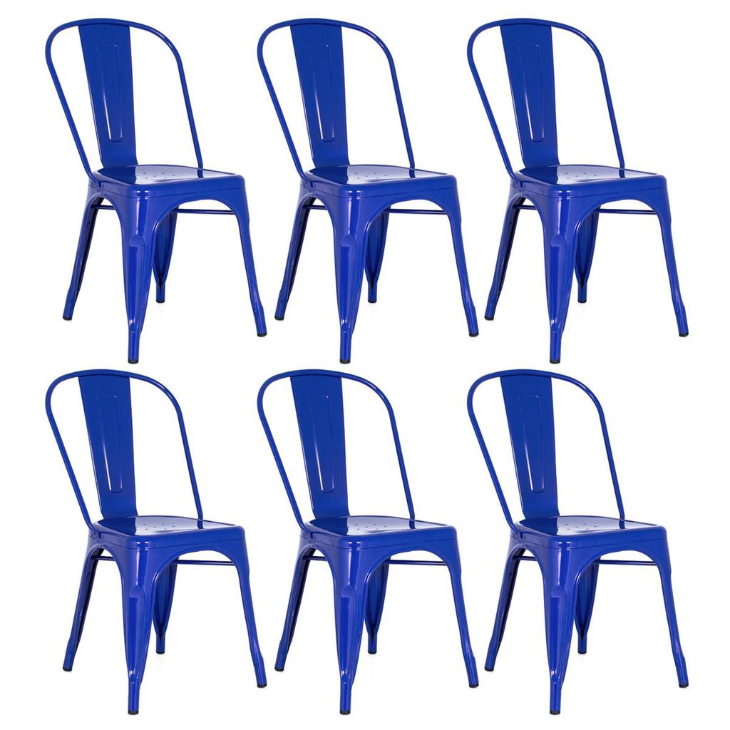 Kit 6 Cadeiras Laráz Iron Tolix industrial - Azul Escuro