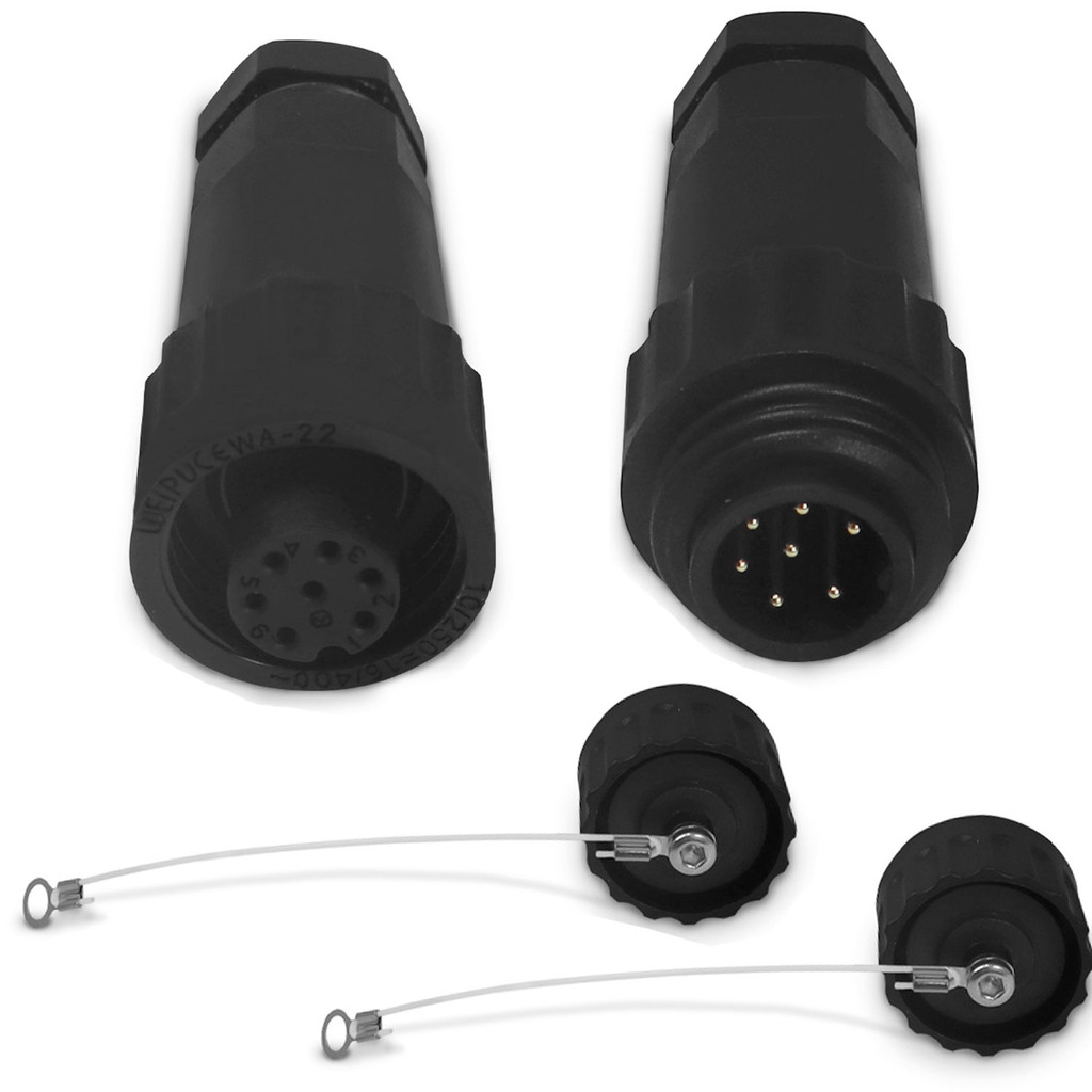 Kit Conector Fêmea + Macho 7 Vias com Tampa Blindado tipo Pendente para Cabo Célula Carga Balança