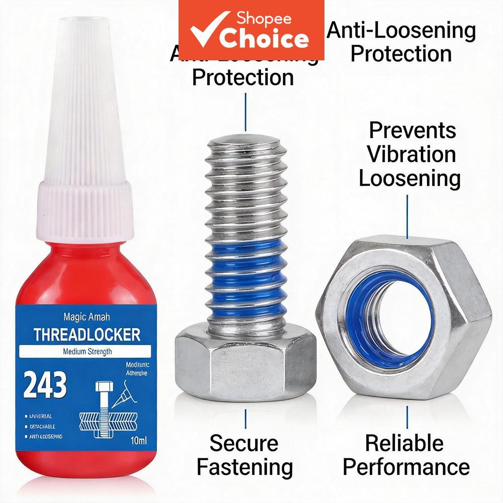 Magic Amah 243 Threadlocker De Força Média Adesivo Anaeróbico Destacável Cola De Bloqueio De Parafuso Para Reparo De Fer