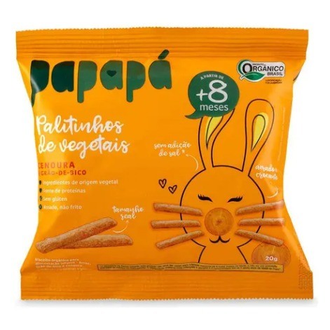 Palitinhos De Vegetais Cenoura e Grão de Bico 20g