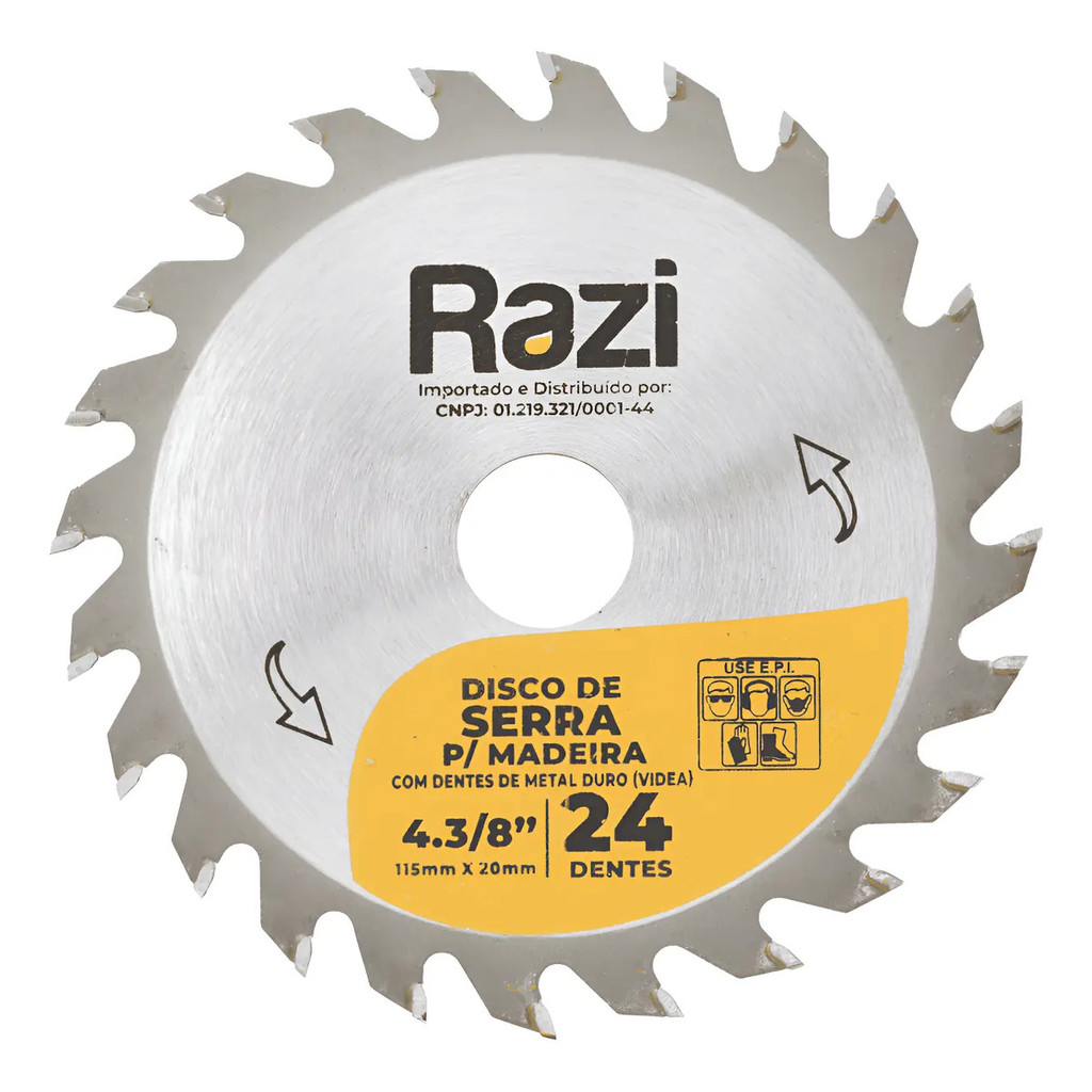 Disco Serra P/ Madeira Razi 4.3/8 Pol 24 Dentes 115 X 20 Mm