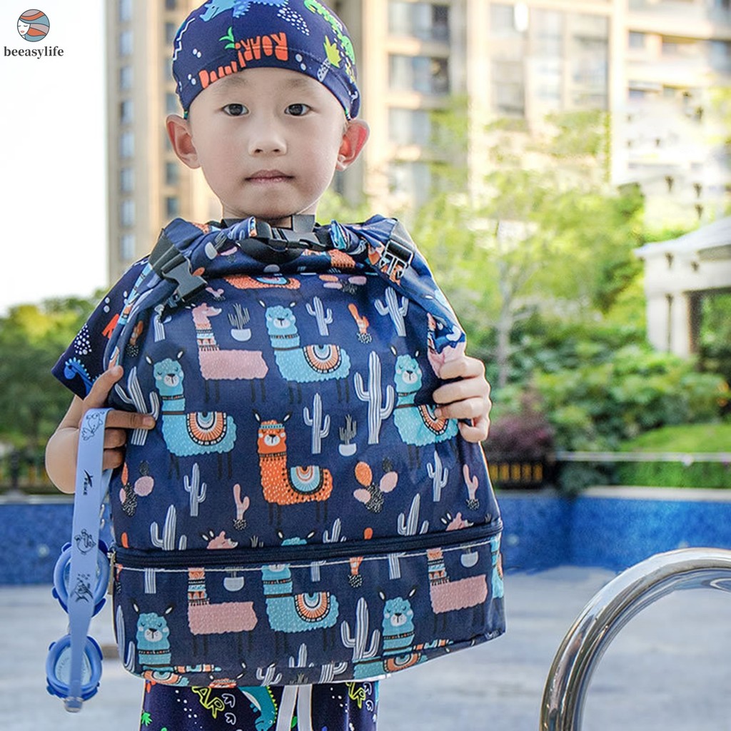 Bolsa De Natação De Camada Dupla Para Estudantes Mochila Fofa De Desenho Animado Laptop Masculino E Feminino