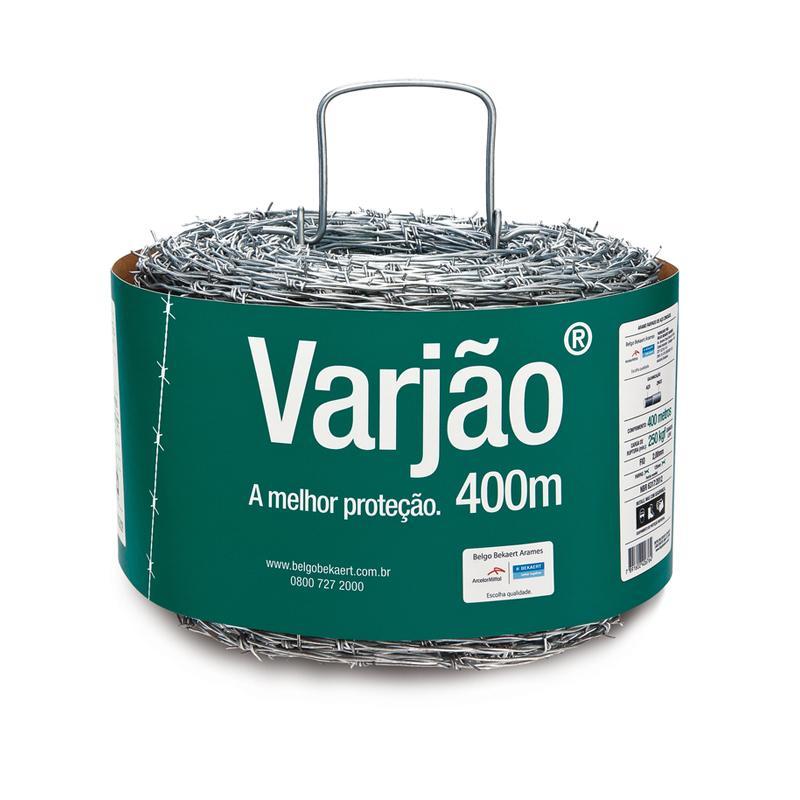 Arame Farpado Belgo Varjão 400m F14 Galvanizado Para Cerca Rural