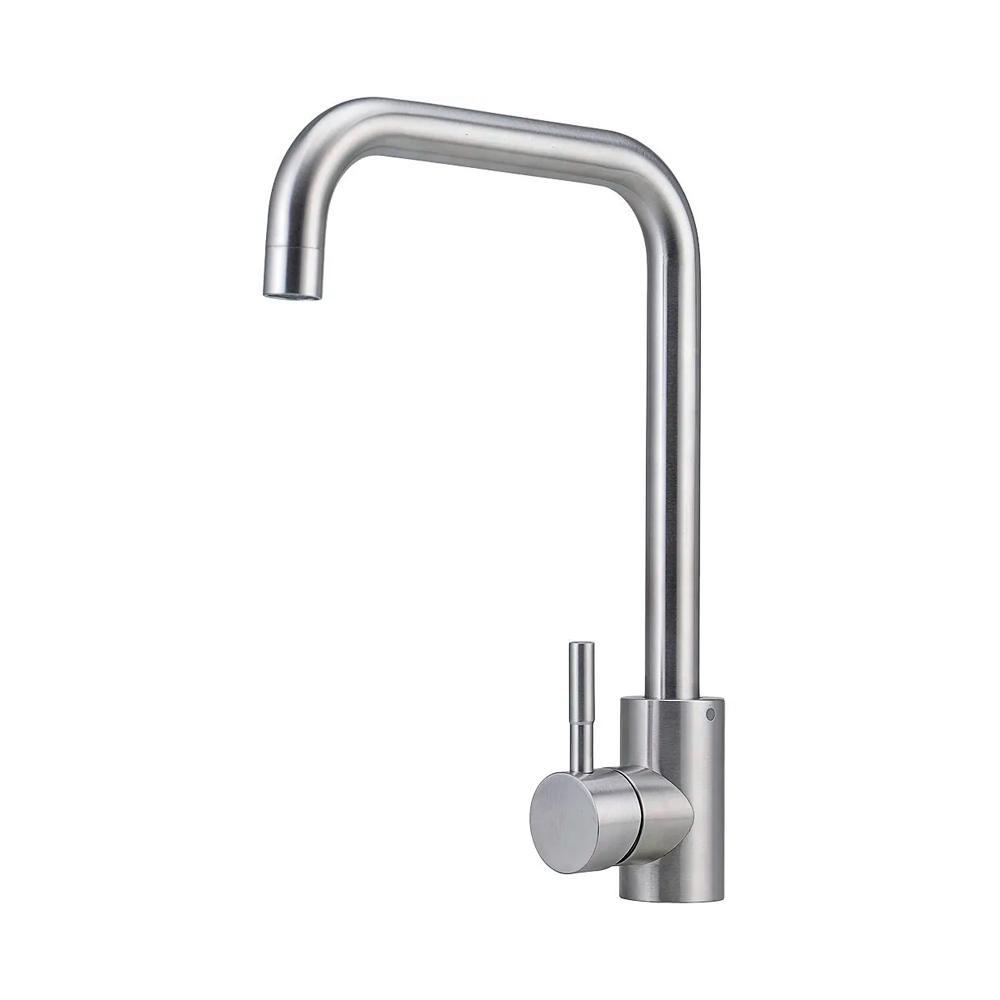 Torneira Para Cozinha Misturador Monocomando Em Aço Inox 304 Escovado Paraíba Pingoo - Prata