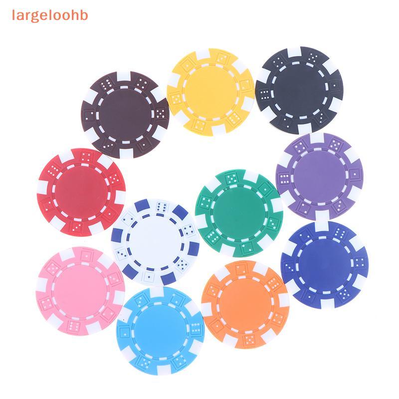 [largeloohb] 10 Peças De Chips De Pôquer De Plástico ABS Casino Texas Hold'em Poker Moedas De Metal 11.5g Game Chip Set 