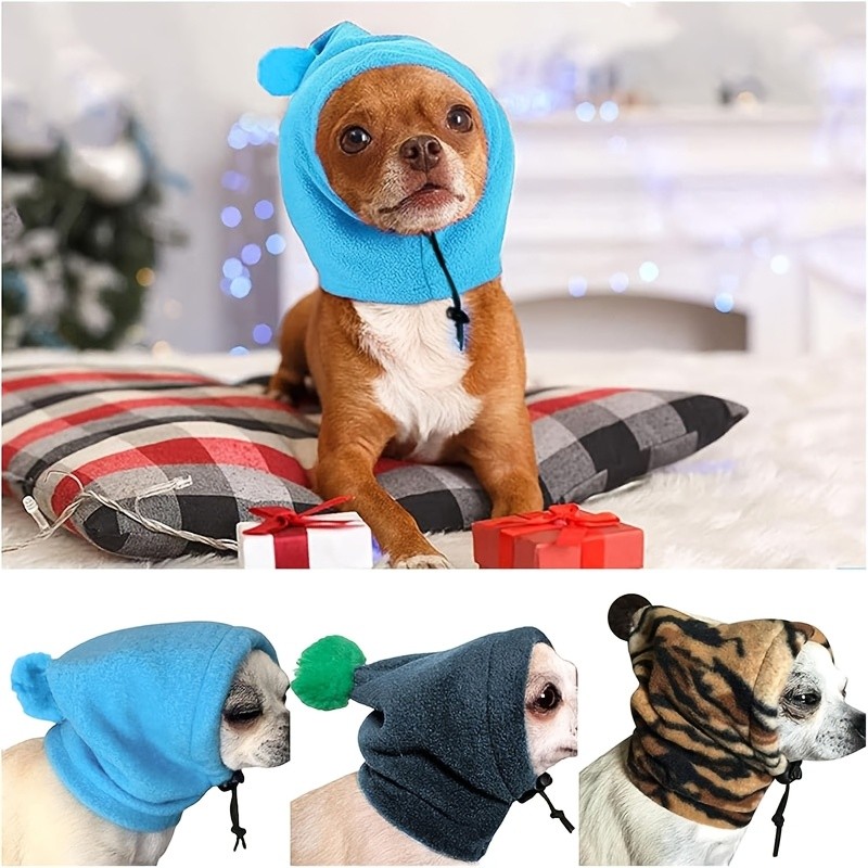 Gorro Quente para Animais de Estimação, Protetor de Pescoço e Orelhas para Cães, Estiloso Chapéu de Inverno para Animais