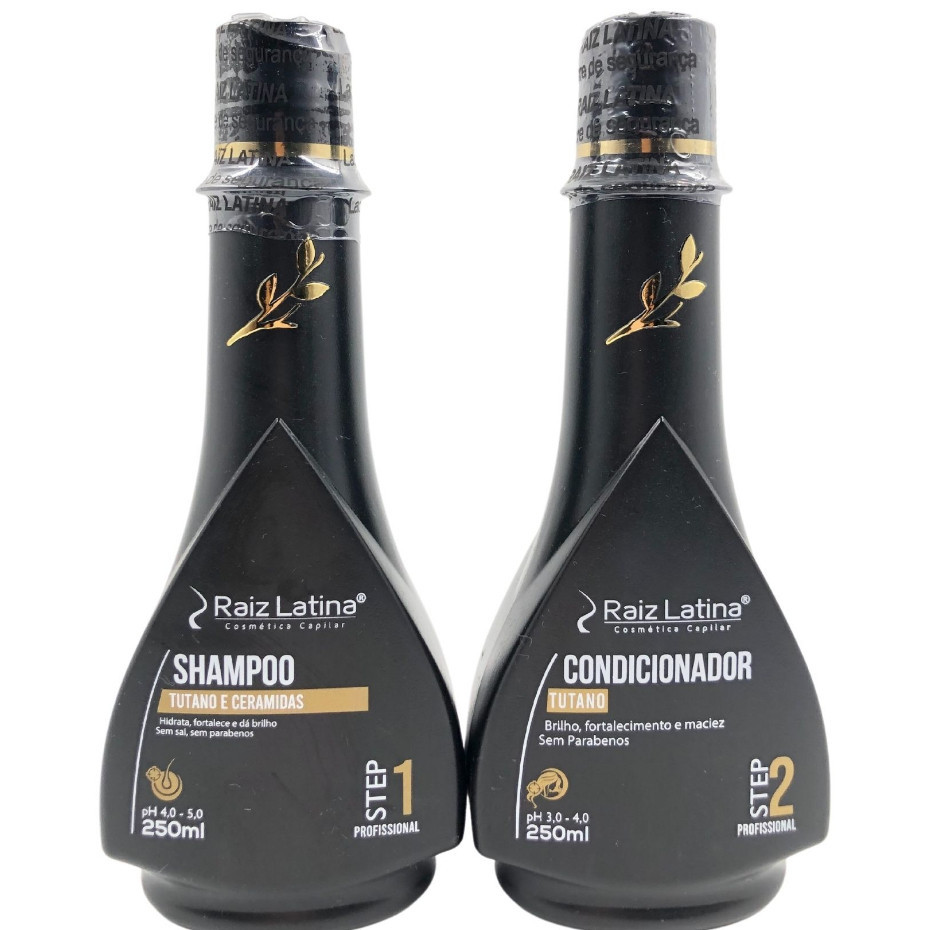 Shampoo e Condicionador Raiz Latina Home Care Tutano 250 ml Step 1 e 2