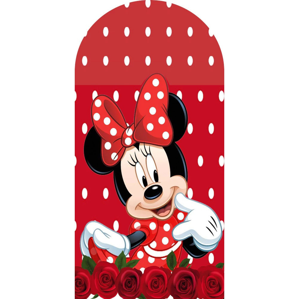 Painel De Festa Vertical Romano Minnie Vermelha Em Tecido