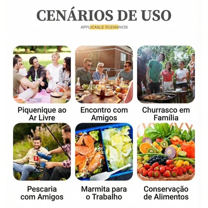 Bolsa Térmica Grande 35cm Impermeável Para Marmita Lancheira Piquenique Camping