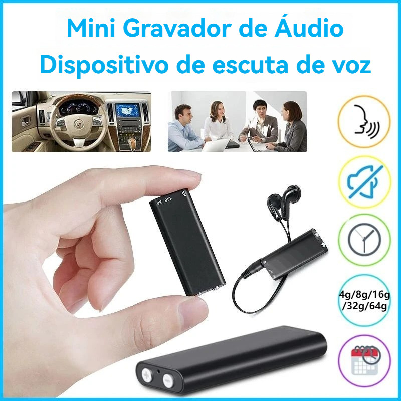 Mini Gravador De Voz Ativado De 8 Gb Espia Digtal Gravação De Som Ditafone MP3 Player Controlado Por