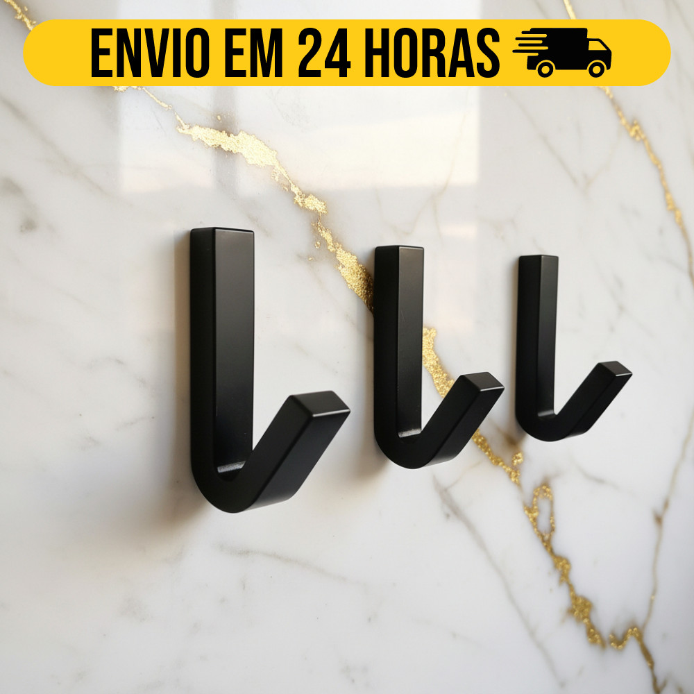 Kit Gancho de Parede com Fita Dupla Face 3M para Toalhas Banheiro Duas Cores GG1