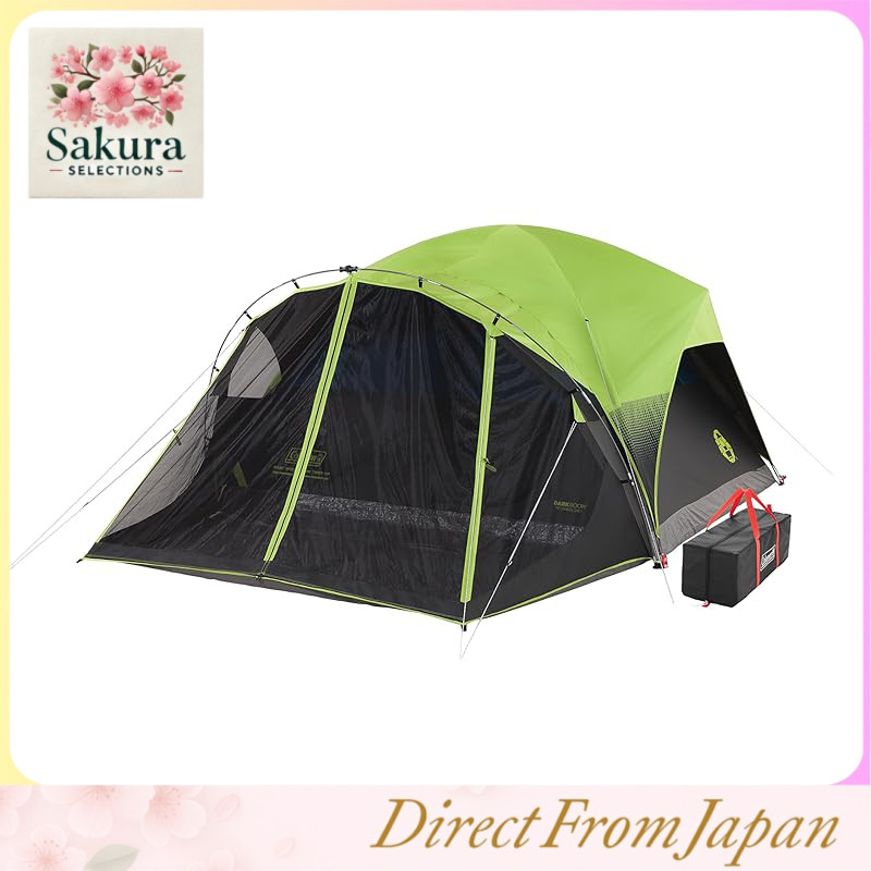 The Coleman Carlsbad Dark Room Tent with Screen Porch for 4/6 people blocks 90% of sunlight, keeping the interior cool and weather-resistant. Easy to set up. Made from PFAS-free materials.