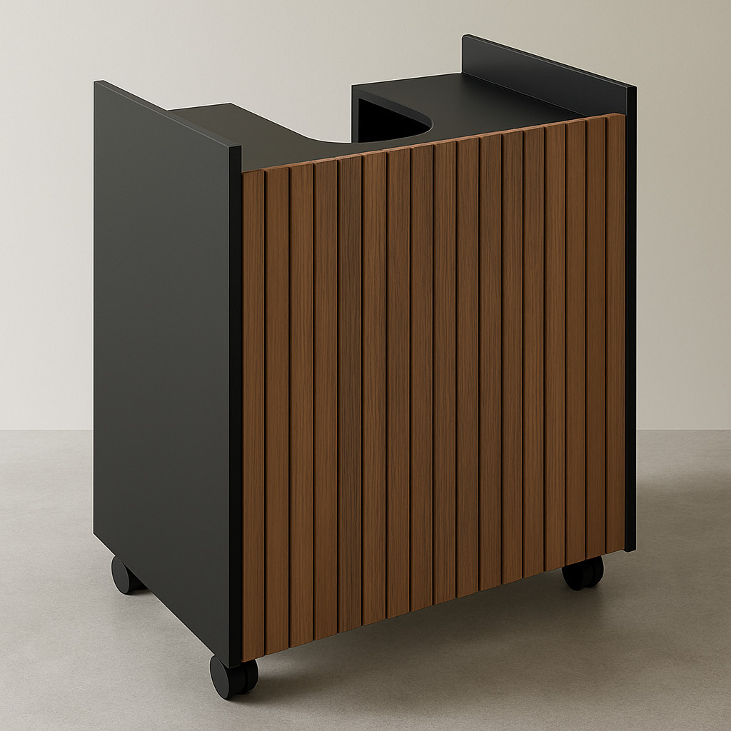 Gabinete para Banheiro Pia Lavatório de Coluna - Preto Ripado em Oferta na Shopee