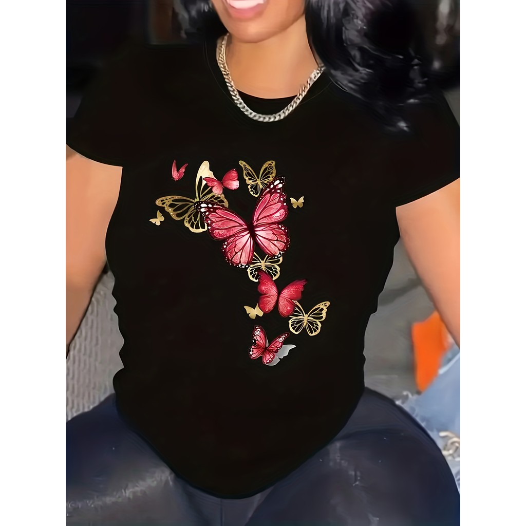 Camiseta Feminina Rosa Vibrante Print Leve Versátil Confortável Moderna Estilosa Verão