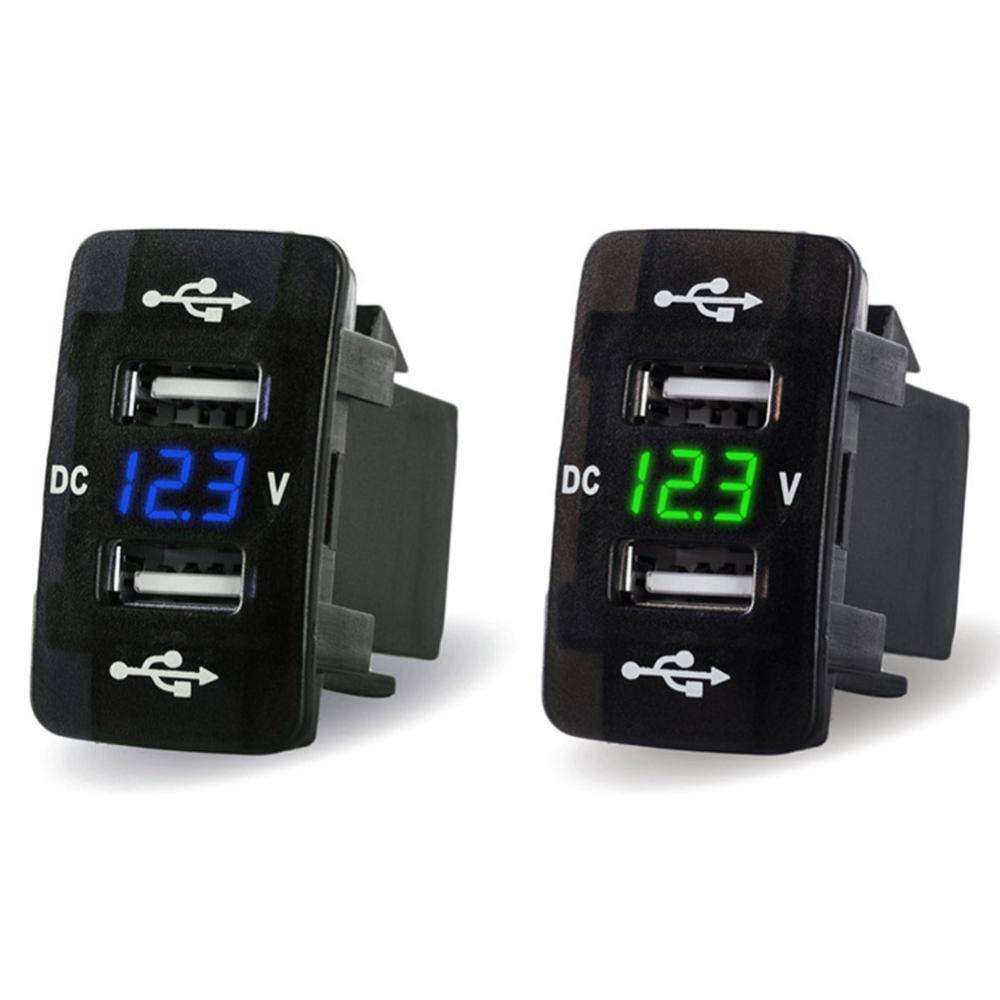 TKEY 4.2A Porta Dupla Toma Carregador De Telefone Rápido Com Voltímetro LED Carro USB Adaptador De Tomada Embutida 12V 2
