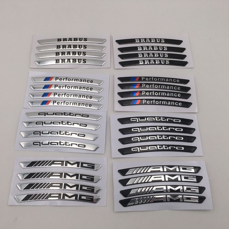 4 Pçs Emblema Do Cubo Da Roda Carro Adesivo Gratuito Para Mercedes benz AMG Brabus Ralliart Quattro hub Aro Tira Decoraç