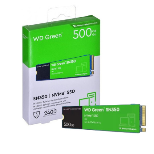 Hd NVMe 500Gb WD Green SN350 M.2 2280 Leitura 2400MB/s / Gravação 1650MB/s