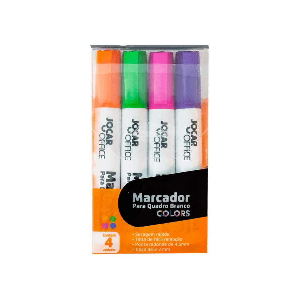 Marcador Quadro Branco Colors Estojo 4 Unidades Jocar Office