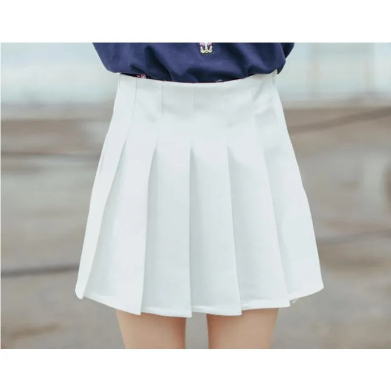 Saia Plissada Cor Sólida Slim Fit De Tênis Fofa Mini Casual Para Mulheres 4PK7